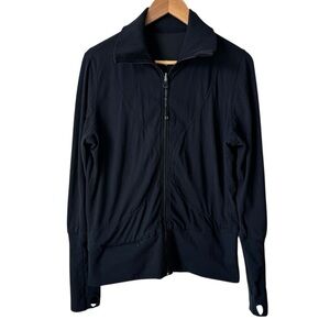 Vintage Lululemon Globe Trot Reversible Full Zip Jacket Black Mesh Women's 12